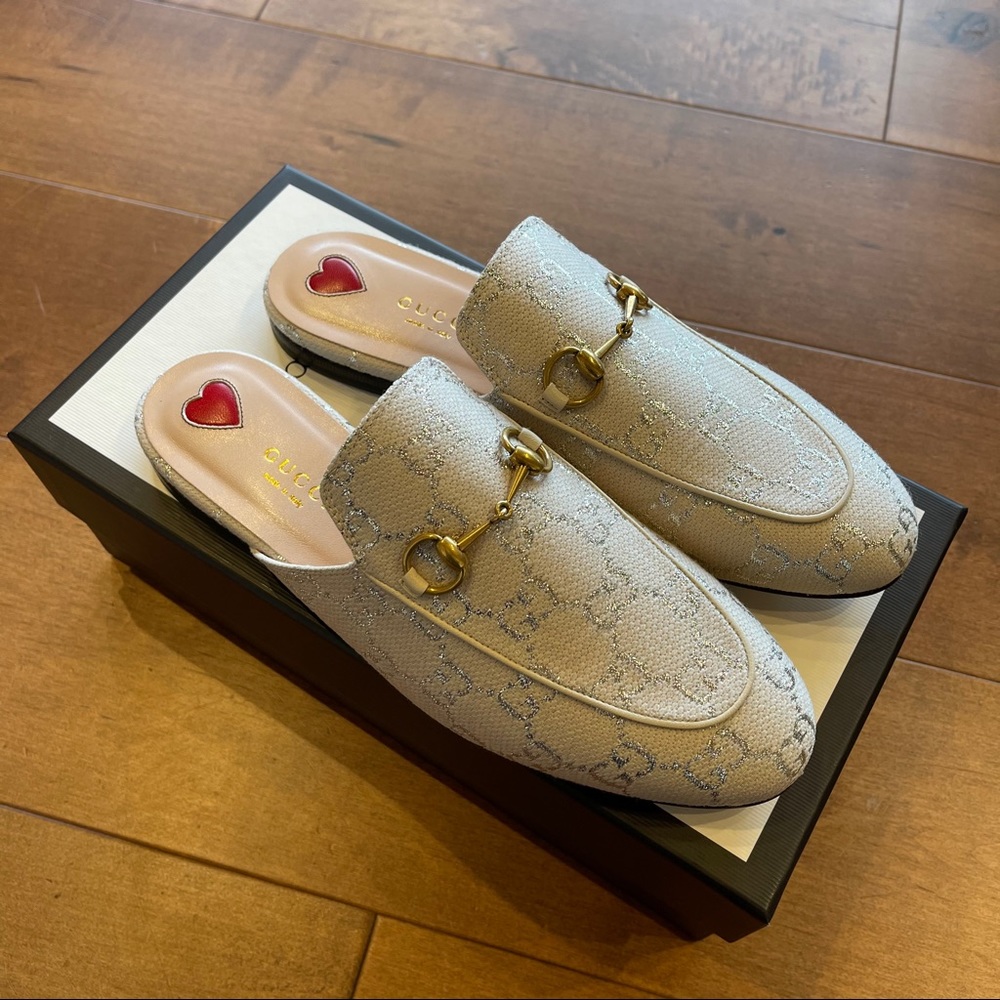 Gucci Princetown Lame GG Slippers